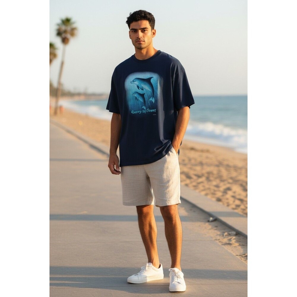 Vintage Alstyle Human I Tee Dolphin Poetry in Ocean Navy Blue T-shirt Tee XL